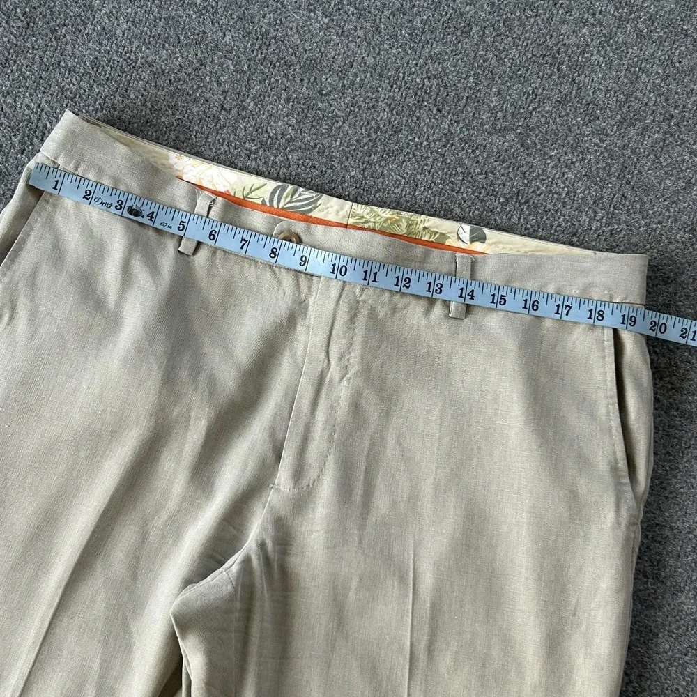 Tommy Bahama Pants Mens 38x32 Beige Silk Cotton Herringbone Dress‎ Trousers